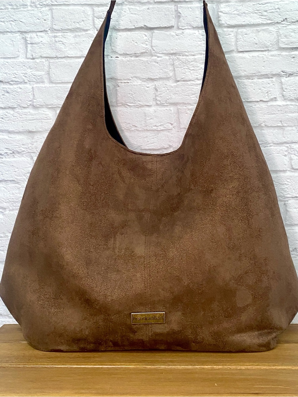 Handmade Faux Suede Large Hobo Bag - NWT